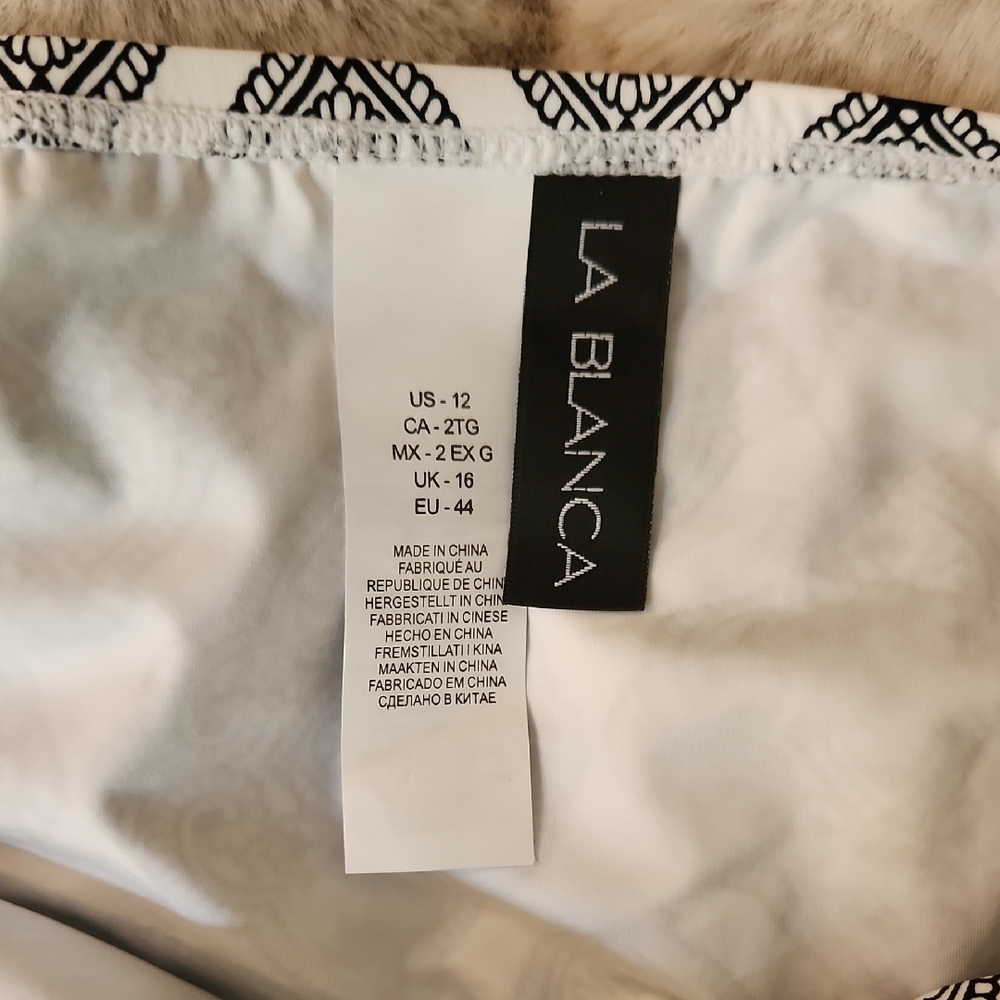 NWT La Blanca Black and White Bikini Bottom-Size 12 - Picture 3 of 4